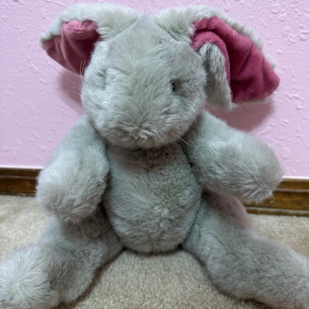 North American Bear Co. Grey Gray Jointed Bunny Rabbit Plush 14” Vintage Toy
